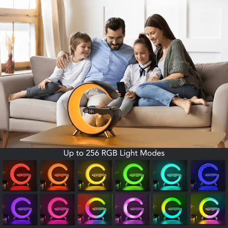 Smart LED wireless charging alarm clock — available light modes