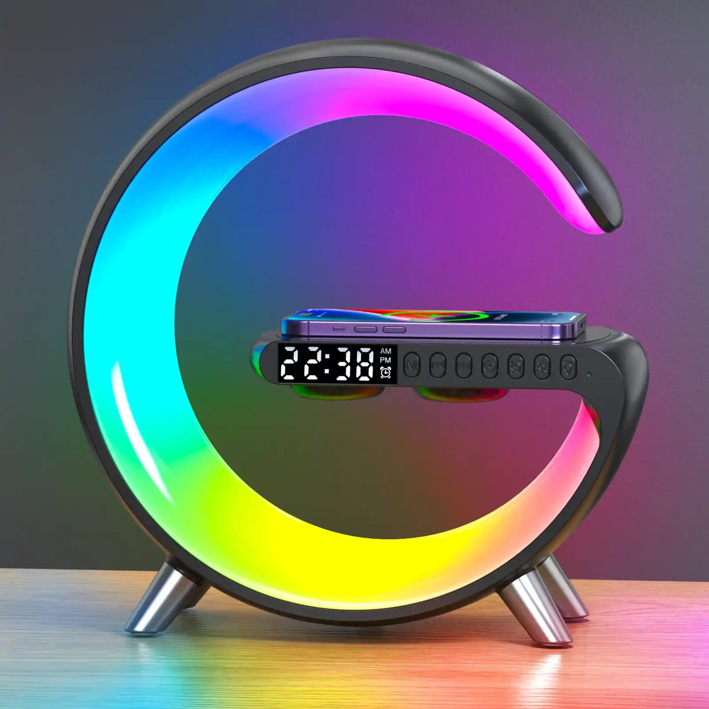 Smart Wireless Charging Alarm Clock Black - Nova Lights
